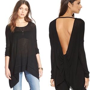 Free People We the Free Shadows Hacci Twist Open Back Oversized Top Medium
